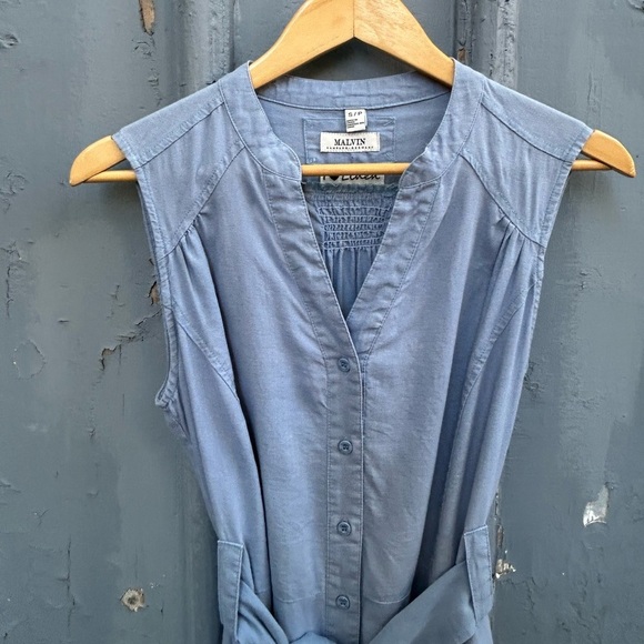 Malvin Blue Linen Midi Dress, Small - Picture 3 of 9